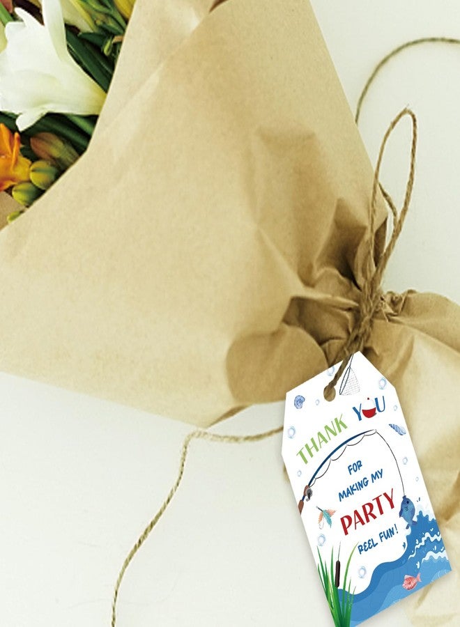 FORSHEEP 50pcs Fishing Thank You Tags, Gone Fishing Gift Tag with String for Birthday Party, Fish Thank You Paper Tags for for Retirement Party Favors - Image 5